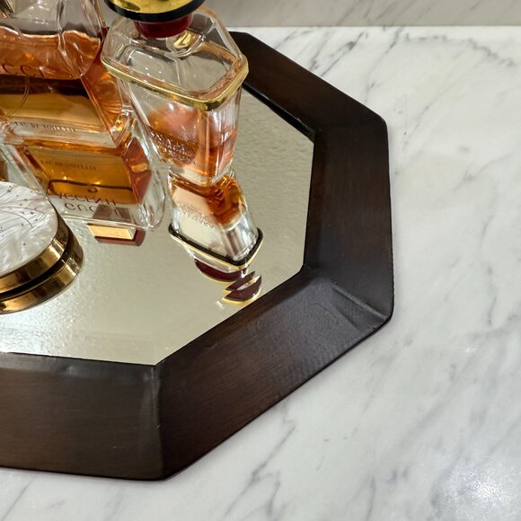 VTG Octagon Faux wood mirror with beveled mirror - Picture 5 of 15